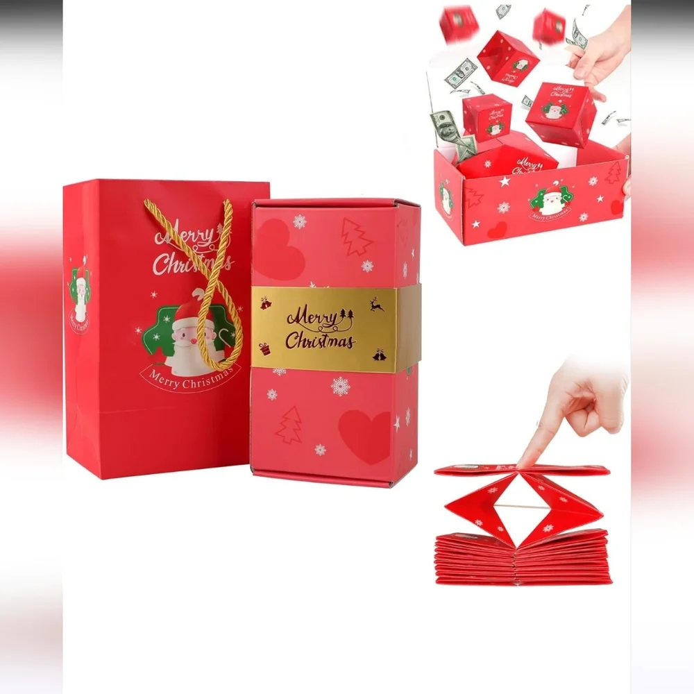 Red Christmas Pop-Up Explosion Surprise Gift Box with Santa Design 12pc